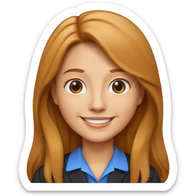 teacher emoji long caramel hair light skin sticker