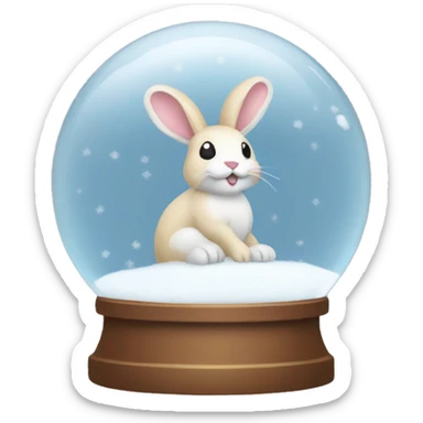 Rabbit into snow globe  sticker