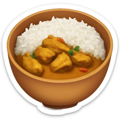 Bowl with chicken curry and rice sticker