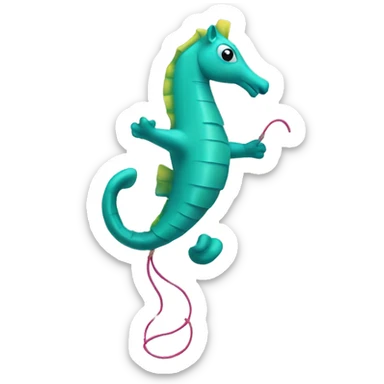 Sea horse playing jump rope sticker