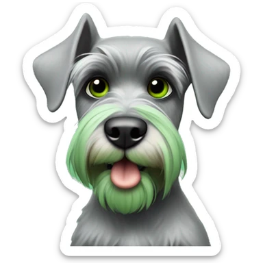 Miniature schnauzer with pointy cropped ears is feeling green and sick and nauseous  sticker