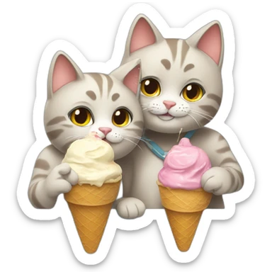 Cat eating ice cream with his girlfriend and loving her sticker