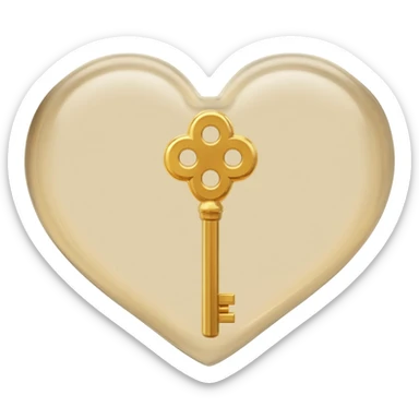 beige glass heart with a golden key sticker