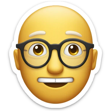 classic emoji style face with circle glasses and a smirk sticker