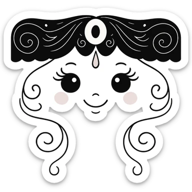 Remove the background and any text from this goth banner, keep it cute, expressive, minimal, in the style of imagen-4-fast-KaUtLiSA10F, with a transparent background. sticker