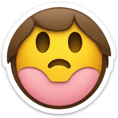 Round yellow emoji face with a bored expression, downturned mouth and tongue poking out sticker