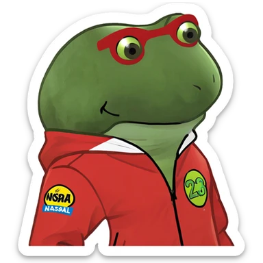 wearing a red nascar jacket with no text sticker