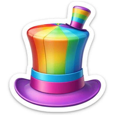 rainbow spinning top hat sticker