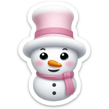 Cute white and light pink snowman sticker