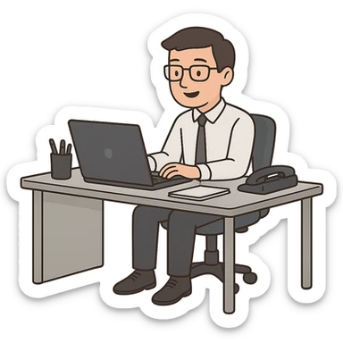 office worker at desk sticker