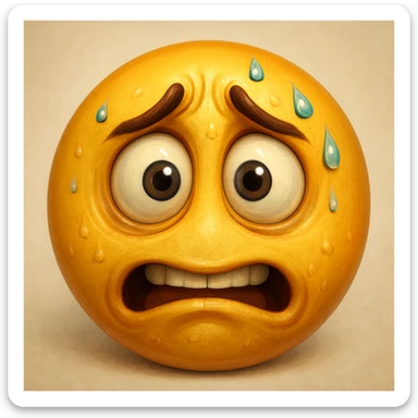 nervous emoji face, expressive, detailed, digital art sticker