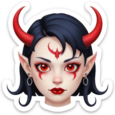 devil girl with face tattoo sticker