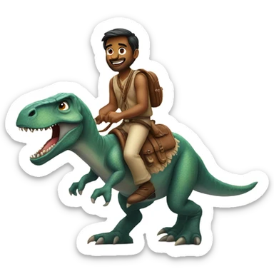 indian man on a dinosaur  sticker