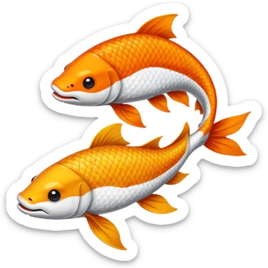Creo dos pezes koi, como el Jim y el jam, una todo balcón y el otro todo de negro, de una perspectiva desde arriba. sticker