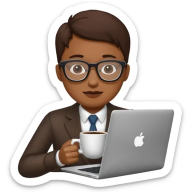 persona tomando cafe y con un computador  sticker