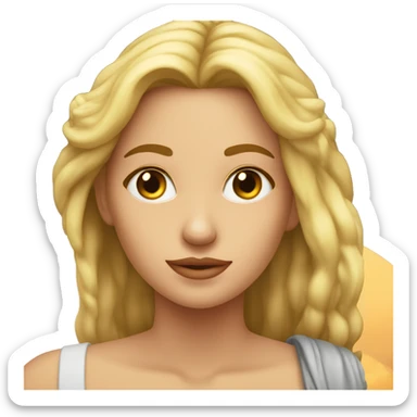 Mujer rubia con la luna detrás y el gesto de dos dedos sticker