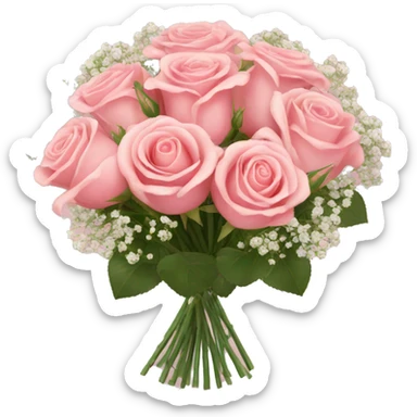 Rose bouquet with babies breath sticker