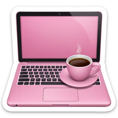 pink laptop with coffee sticker