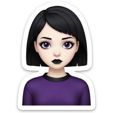 goth girl short hair sticker
