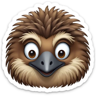 Meme-Worthy Cute Sleeping Emu Portrait Emoji, Head resting peacefully with a contented smile, showcasing a tall, graceful build and a luxuriously soft brown plumage, eyes shut in a serene, restful nap, Simplified yet hilariously adorable features, highly detailed, glowing with a soft, drowsy light, high shine, relaxed and utterly lovable, stylized with an air of playful laziness, bright and heartwarming, soft glowing outline, capturing the essence of a comically sleepy emu, so meme‐worthy it feels like it could instantly become the next viral sensation of adorable slumber! sticker