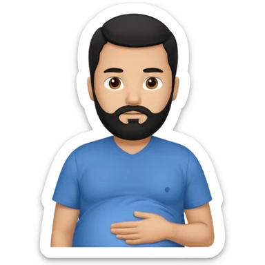pregnant man with black beard and hair sticker
