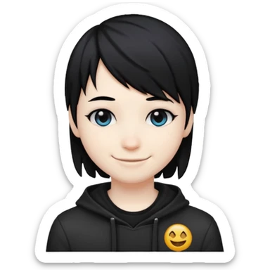 goth emo black hair peak and cool emoji sticker