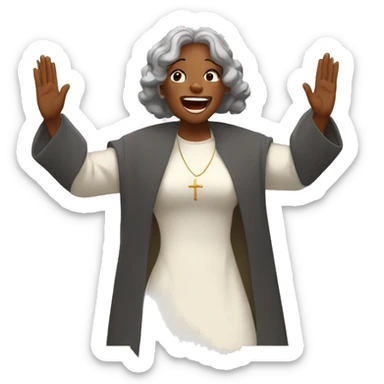 A black lady Shouting amen in church  with hands raised high sticker