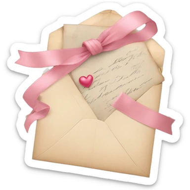 vintage love letters in envelope tied with a baby pink ribbon  sticker