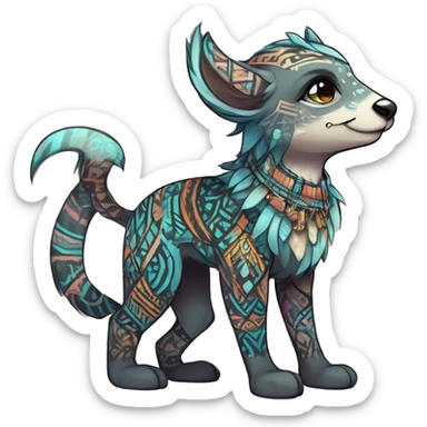 cute Kawaii edgy ethereal shy epic tribal fantasy animal fursona Fionbri creature by griffsnuff & LiLaiRa & Falvie with exotic colors with intricate patterns full body sticker