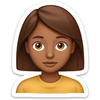 Create a emoji version of me with brown skin color, brown eyes and brown straight hair  sticker