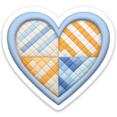 white heart with a patchwork pattern sticker