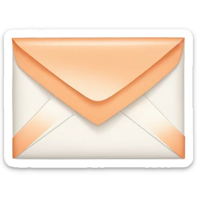 white post card envelope with a peach color ruban  sticker