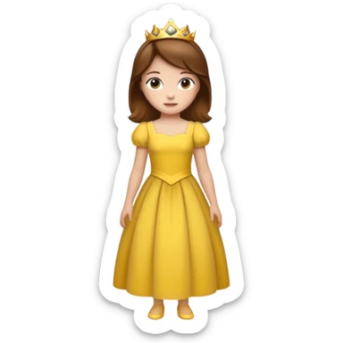 Princess daisy yelllow dress standing with brown hair sticker