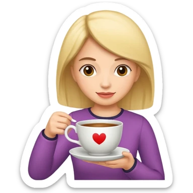 woman holding teacup sticker