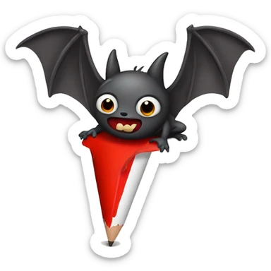 Bat eating a red crayon sticker