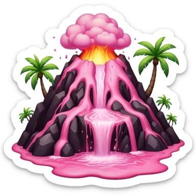 pink volcano slop tropical landscape  sticker