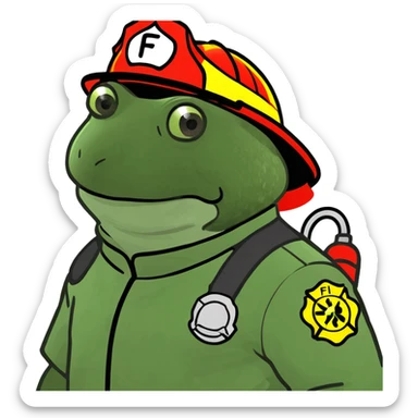 bufo in a fire fighter suit sticker