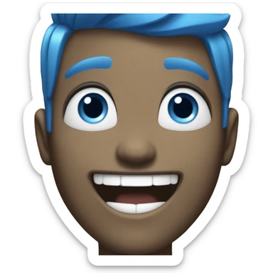 joy emoji face with short blue hair quiff sticker