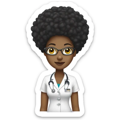 Black nurse woman with Afro  sticker
