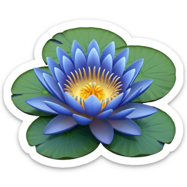 blue water lily circle leaf sticker