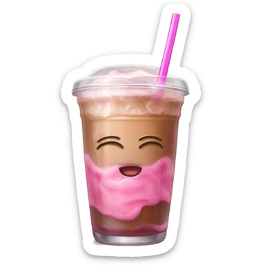 Realistic pink colored iced coffee in a glass (no face)  sticker