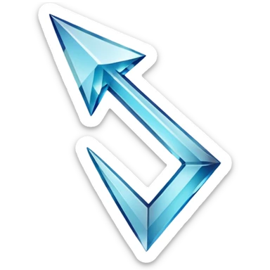 An upward arrow in the form of a crystal, with the caption "top" underneath it sticker