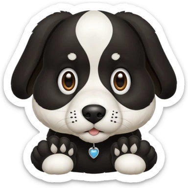 Chien noir avec poitrine et patte avant droite blanche sticker