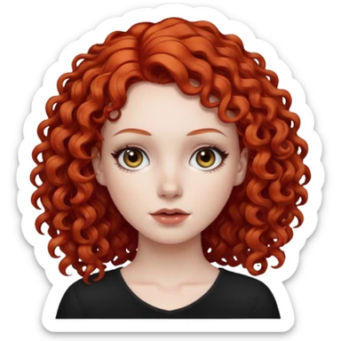 White girl with red curly hair and black eyes sticker