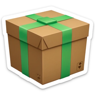 box wrapped in light green tape sticker