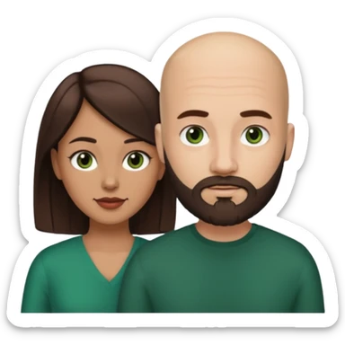 Man beard bald white dark green eyes woman medium hair brown brown eyes latina  sticker