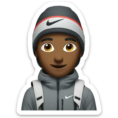Guy wearing a Nike ski  sticker