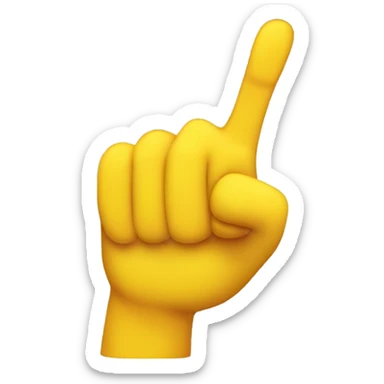 hand with thumb and index finger extended, yellow  sticker