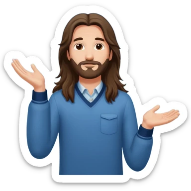 long haired man open arms looking at a flying pigeon sticker