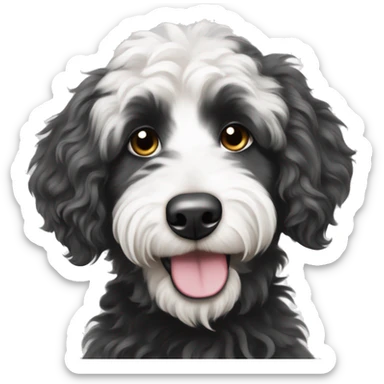 Black and white Aussiedoodle sticker